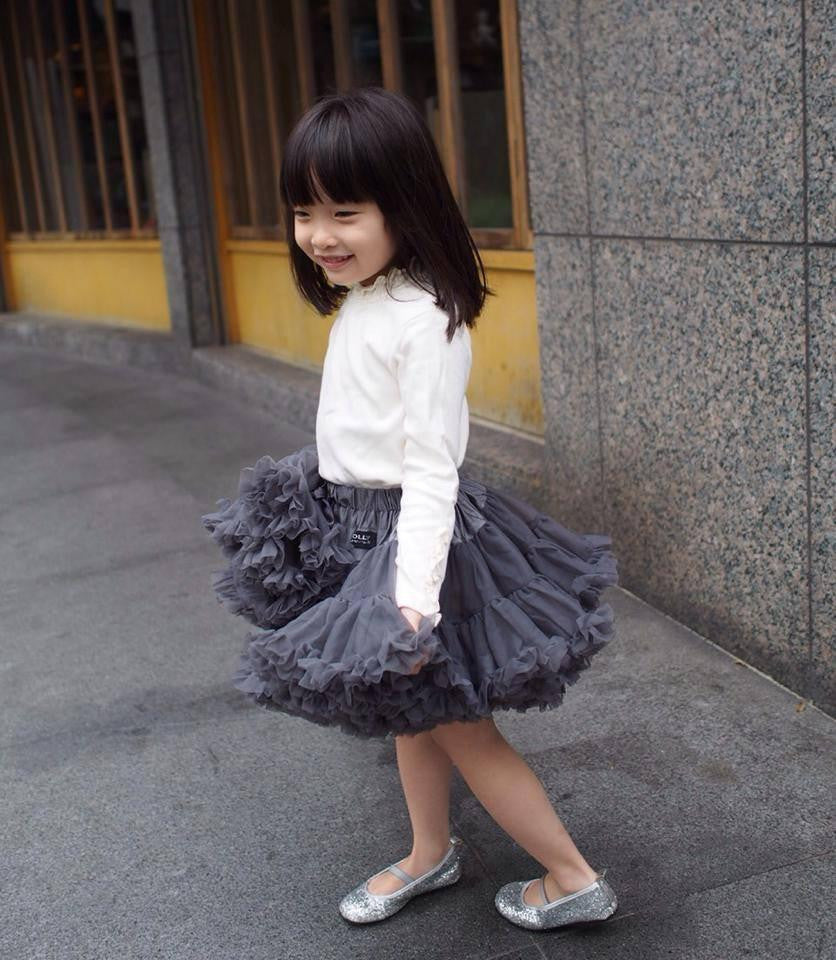 PRINCESS & THE PEA Pettiskirt dark grey (petite 1-3 years+free doll size) , (small 3-6 years+free doll size)