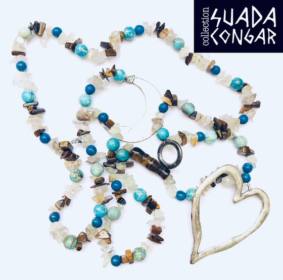 Precious Stones Collection - Turquoise & Tiger Eye Necklace