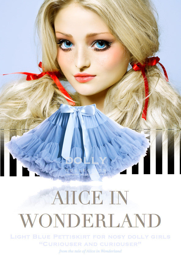 ALICE IN WONDERLAND Pettiskirt light blue (petite 1-3 years+free doll size) , (small 3-6 years+free doll size)