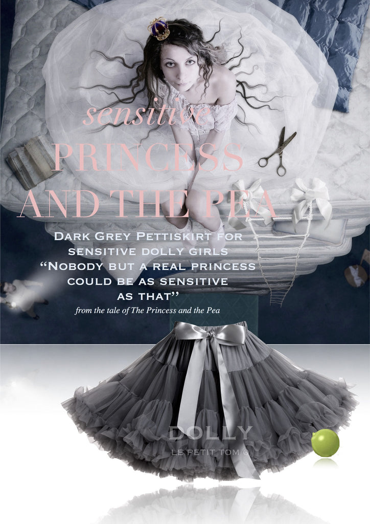 PRINCESS & THE PEA Pettiskirt dark grey (petite 1-3 years+free doll size) , (small 3-6 years+free doll size)