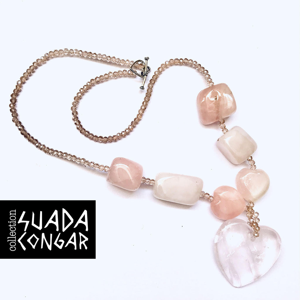 Precious Stones Collection - Pink Quartz Czech Crystal Necklace